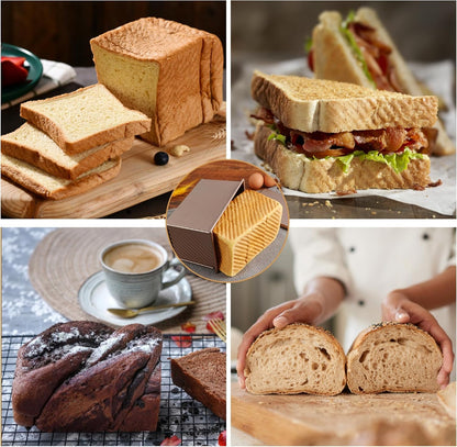 Spmarkt 2pack Pullman Bread Pans with Lid, 1LB Capacity Bread Loaf Pan, Non-Stick, Easy Release Sandwich Bread Loaf Pan for Baking Homemade Bread