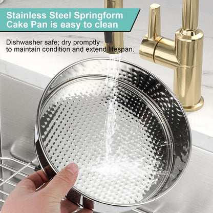 Spmarkt 10-inch Stainless Steel Springform Pan with Silicone Protector, Removable Bottom, Parchment Paper, Decorating Kit Piping Bags and Tips- Great for Birthday Parties