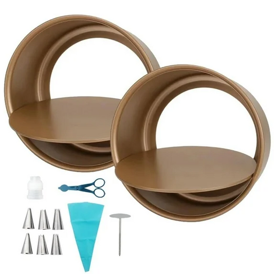 Bakdcore 2 Pack 8-Inch Round Cake Pan with Removable Bottom Gold
