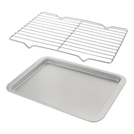 Bakdcore Cookie Sheet with Rack, Carbon Steel Oven Bakeware, 15"x10" Kitchen Cooking Baking Trays, Baking Sheet Pan for Roasting Broiling Bacon Meat Steak