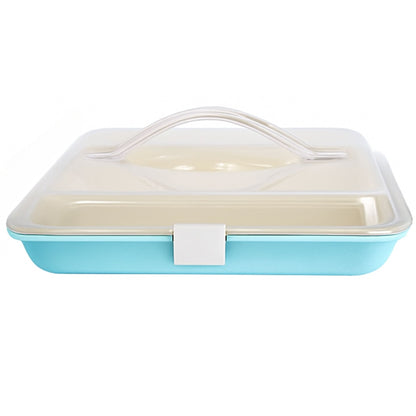 Baking Pan with Lid and Handle, 9x13 Non-Stick Ceramic Coated Cake Pan, Rectangle Brownie Pan for Baking Transport and Outdoor Picnics