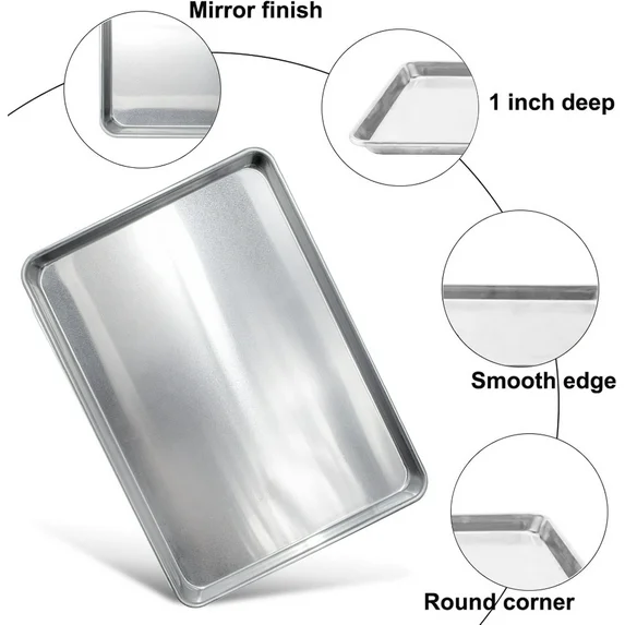 Bakdcore Half Size Baking Sheet Pans, Aluminum Cookie Sheet ,18x13 in Durable Nonstick Cooking Trays, Large Thick Cookie Tray Pans for Baking, Roasting