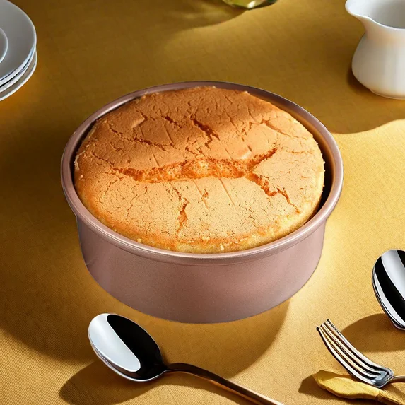 Bakdcore 2 Pack 8-Inch Round Cake Pan with Removable Bottom Gold