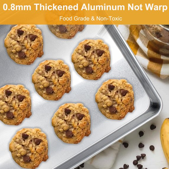 Bakdcore Half Size Baking Sheet Pans, Aluminum Cookie Sheet ,18x13 in Durable Nonstick Cooking Trays, Large Thick Cookie Tray Pans for Baking, Roasting