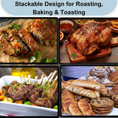 Baking Sheet Set of 3, Stainless Steel Cookie Sheet Baking Sheet Pan, 18/15/13 Inch, Non Stick Heavy Duty Thick 0.8 Mm Baking Sheet, Stackable Design for Roasting, Baking & Toasting