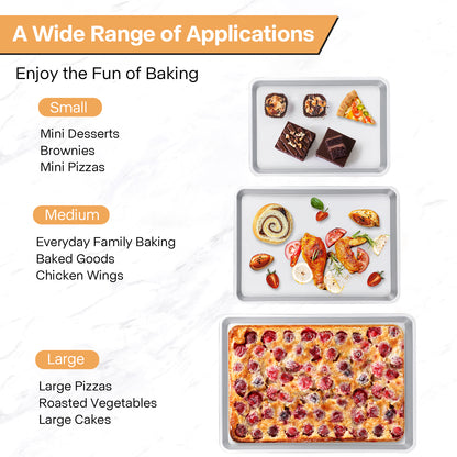 Spmarkt 3-Piece Non-Stick Baking Sheet Set | PFOA/PFOS/PTFE-Free, 0.8mm Heavy-Duty Steel with Diamond Texture Surface | Stackable Design for Roasting, Baking & Toasting