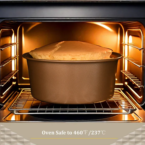 Bakdcore 2 Pack 8-Inch Round Cake Pan with Removable Bottom Gold